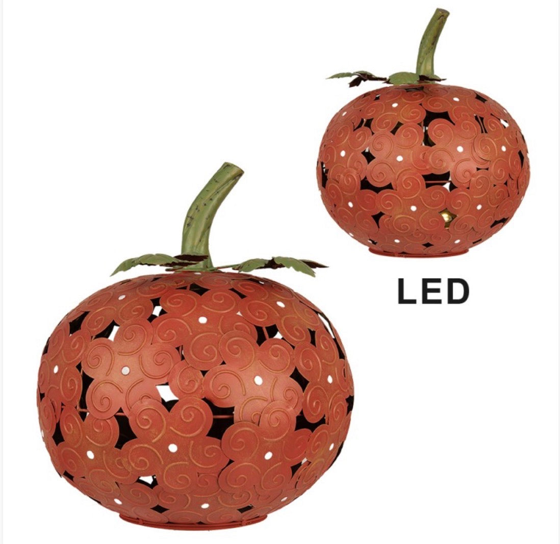 Herfst decoratie pompoen met led Ø 34X38 CM oranje metaal