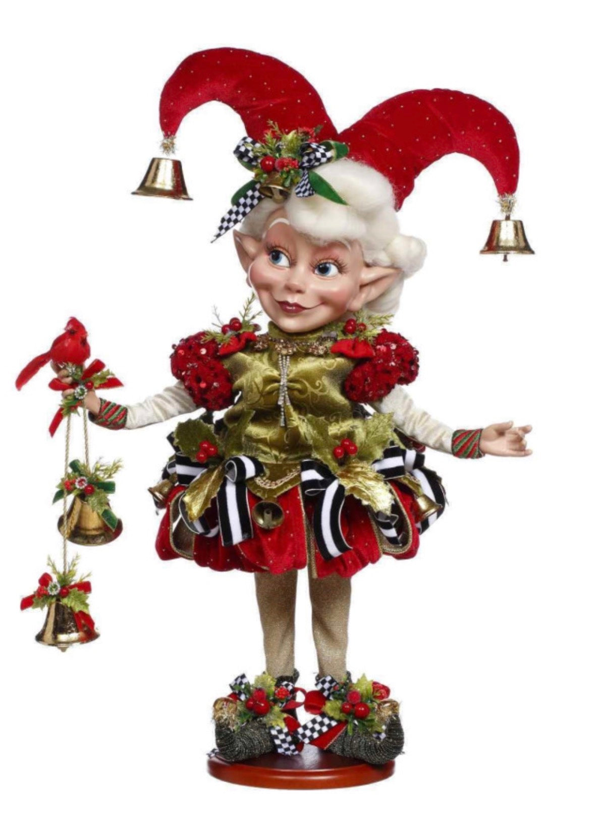 Mark Roberts MEDIUM HOLLY BELLE ELF DOLL ON BASE 52 CM