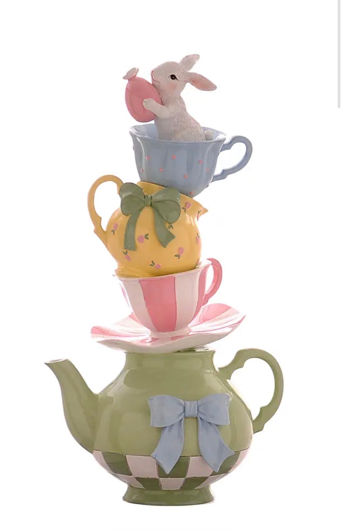 pasen theepot met kopjes en konijntje 25x19x45 cm