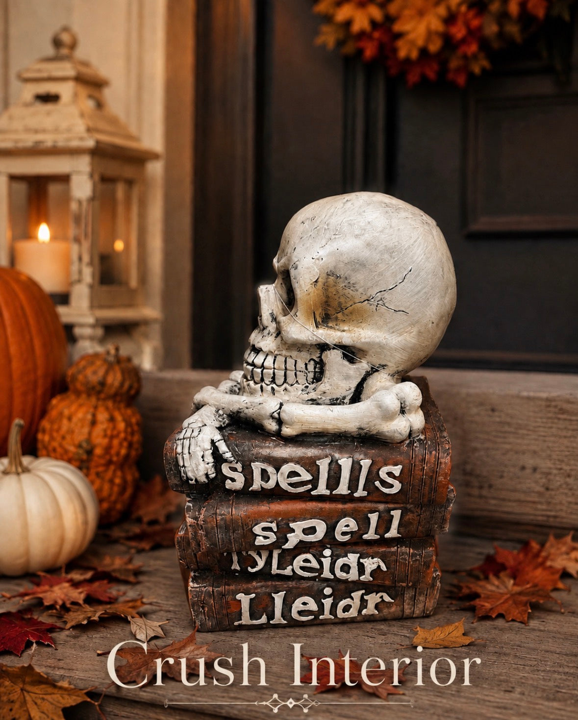 Clayre & Eef Halloween Decoratie Schedel op Boeken