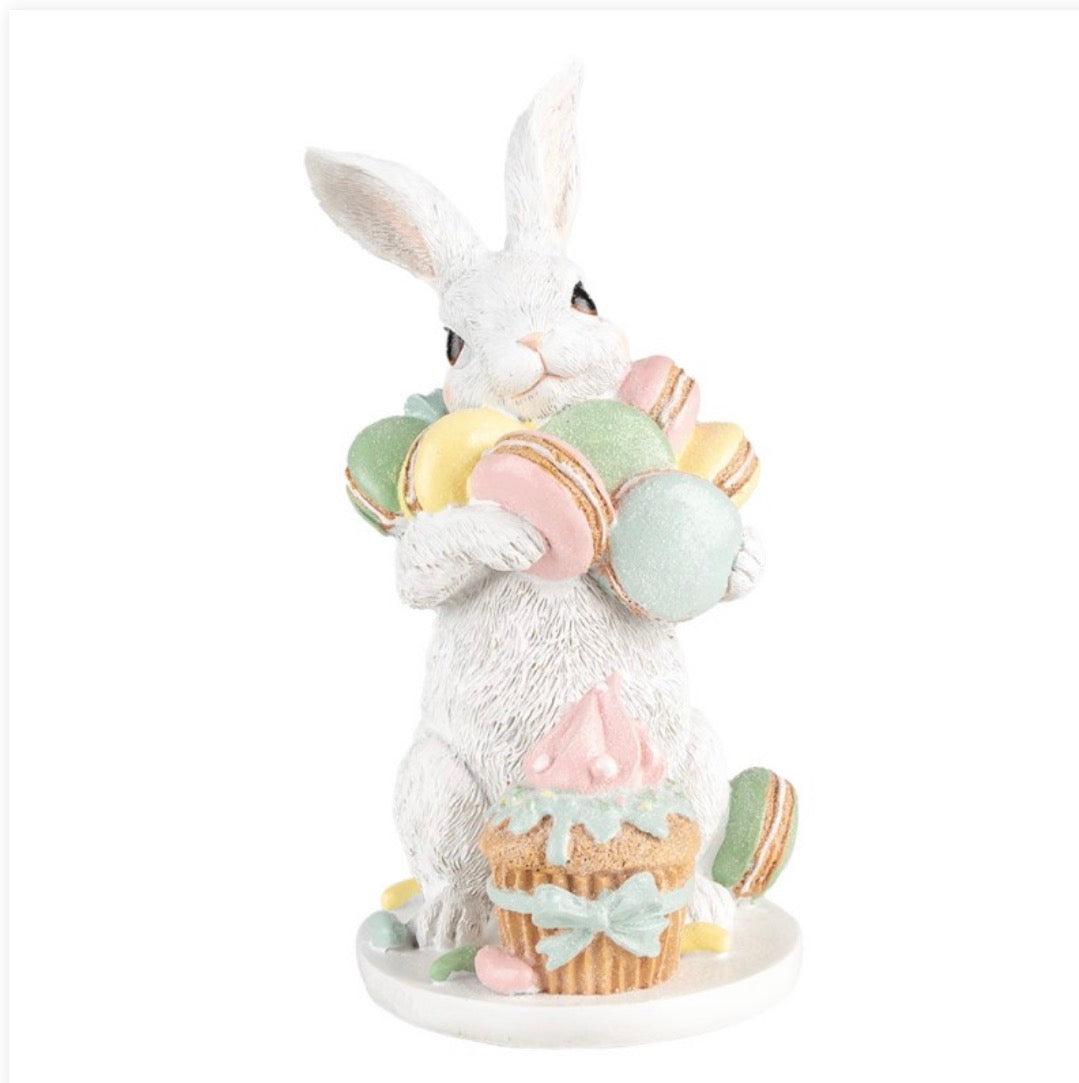 Clayre en Eef BEELD KONIJN 25 CM WIT KUNSTSTOF MACARONS