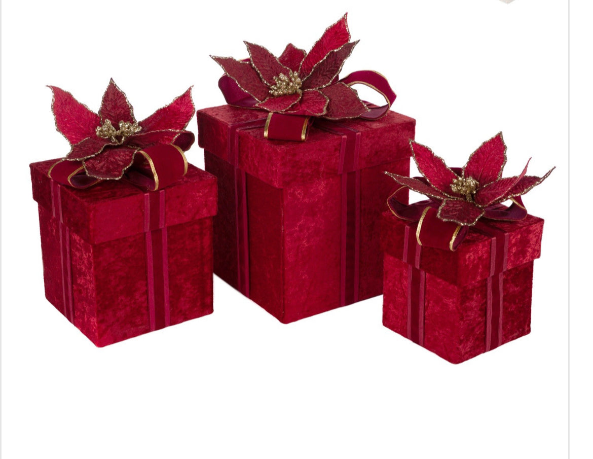 Kerst Cadeau dozen velvet set van 3