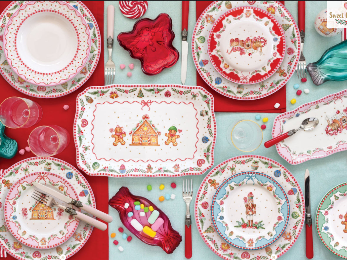 Kerst servies SWEET CHRISTMAS set van 4 ontbijtborden 19 cm