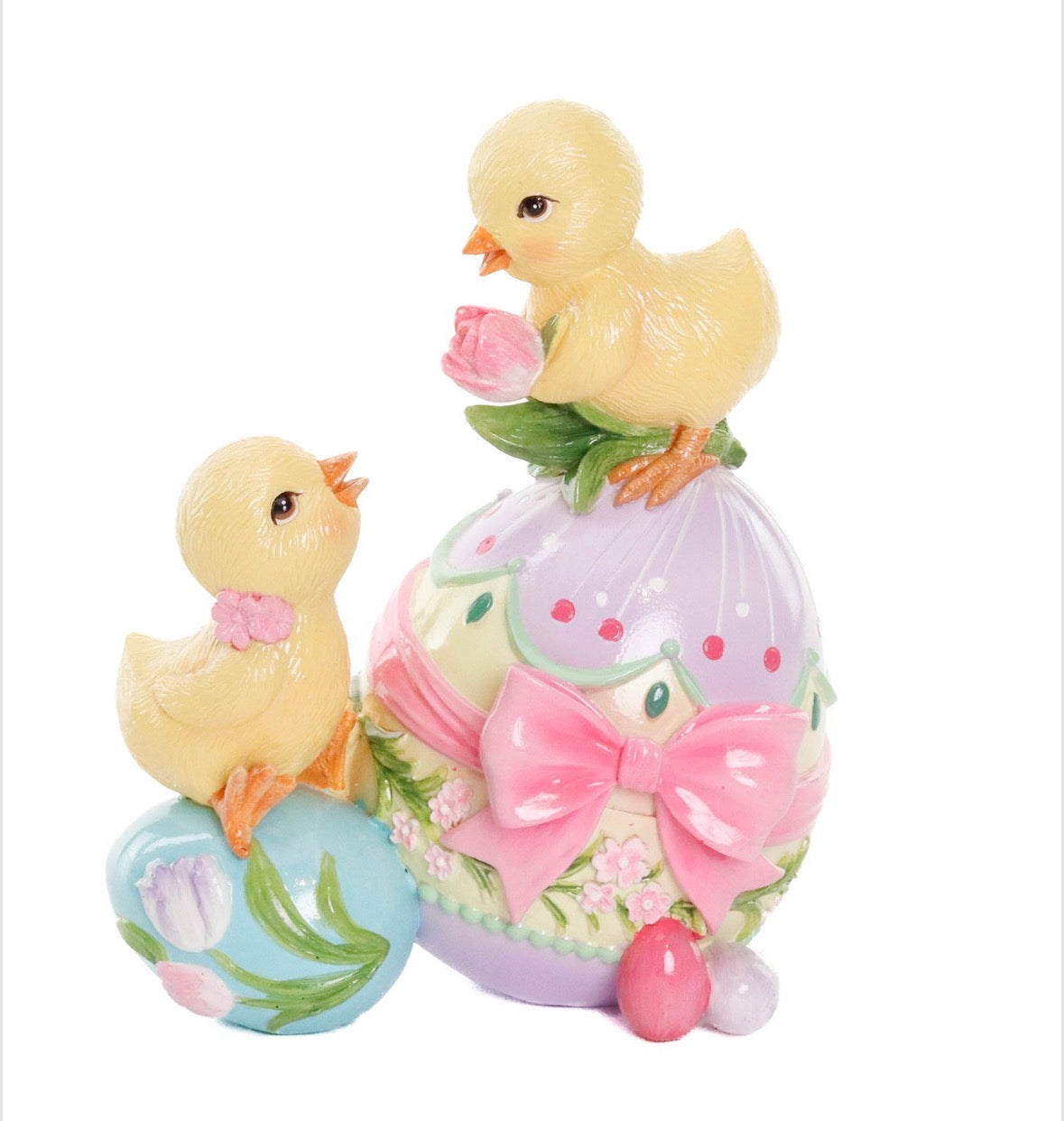 Pasen kuiken met eieren 18 cm polyester