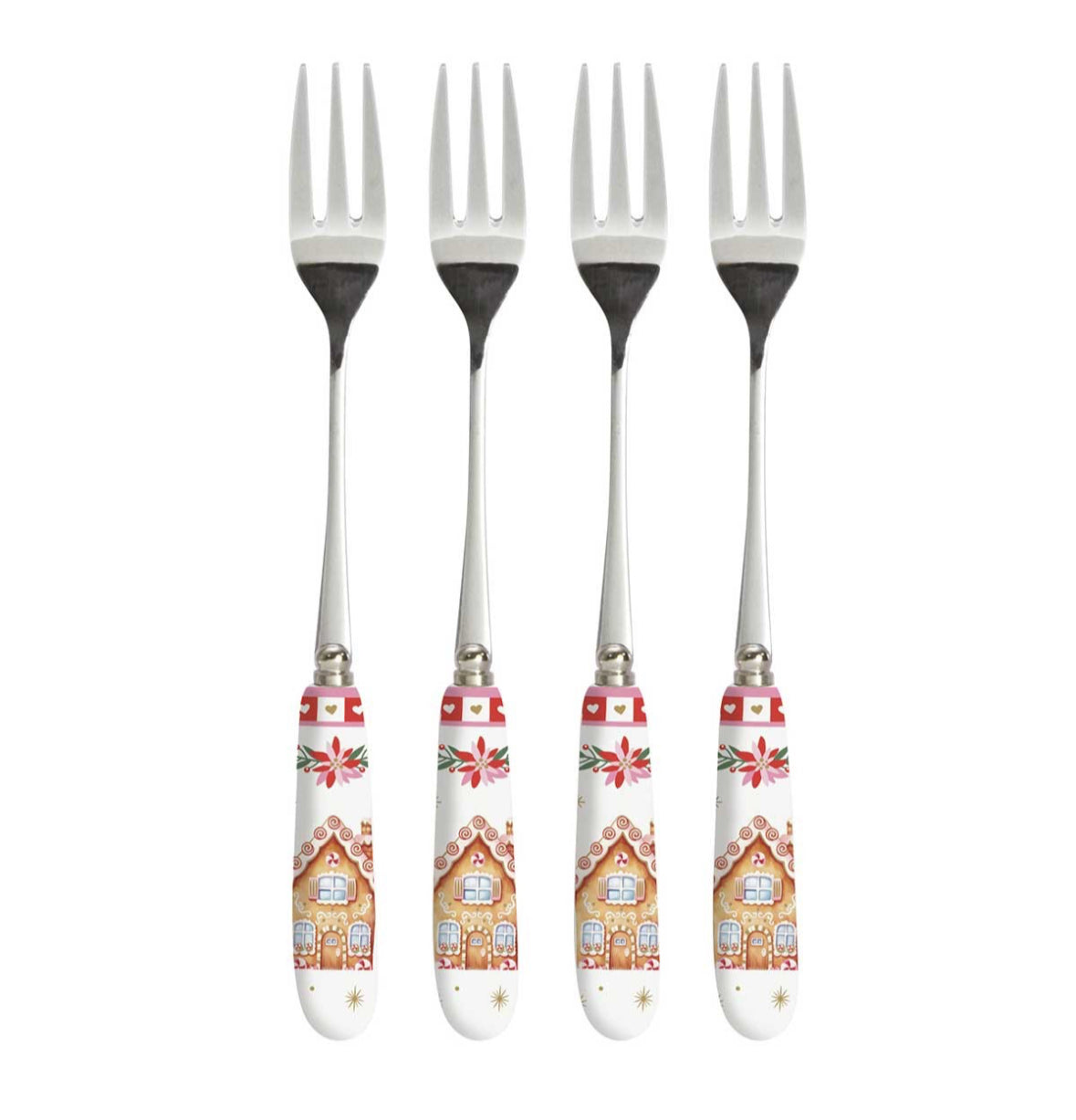 Kerst servies SWEET CHRISTMAS set van 4 gebakken vorkjes