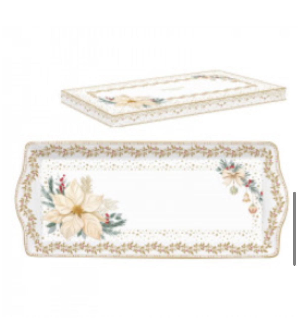 Kerst servies WHITE ELEGANCE cake schaal 35x15 cm