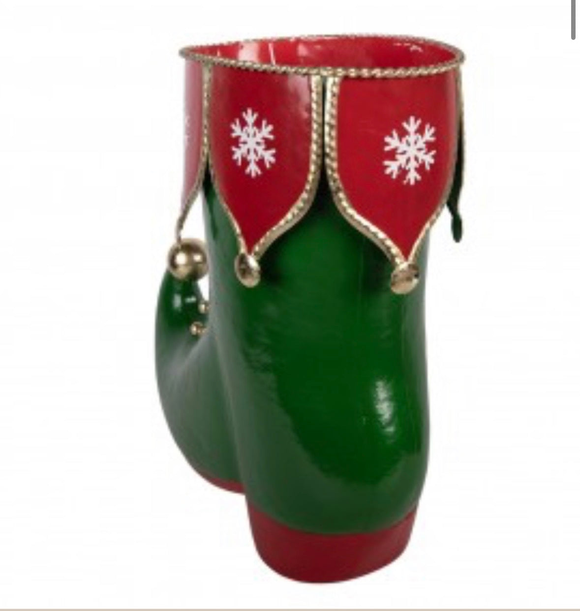 Kerstvaas Elfenschoen Groen/Rood – 39 × 16 × 31 cm metaal