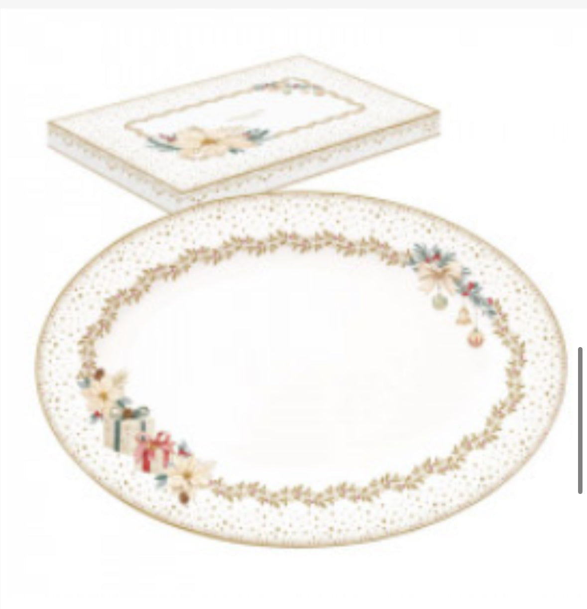 Kerst servies WHITE ELEGANCE ovalen schaal 35x23.5 cm