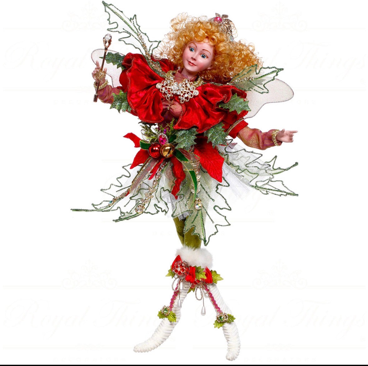 Mark Roberts SMALL HOLLY BELLS FAIRY DOLL 28 CM