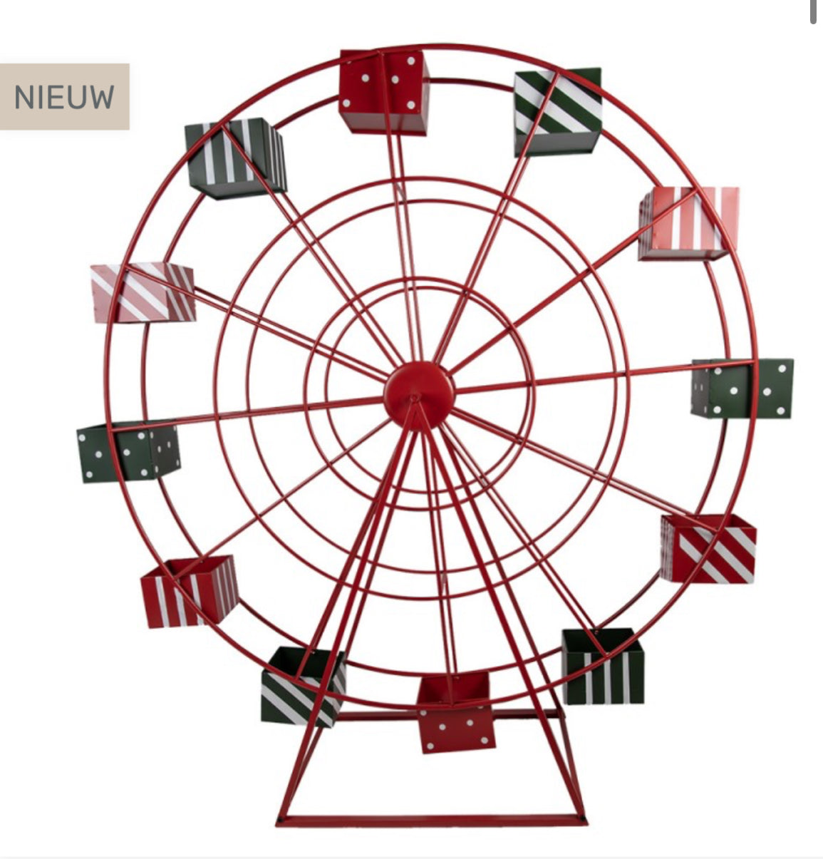 KERSTDECORATIE REUZENRAD 167X59X170 CM ROOD METAAL