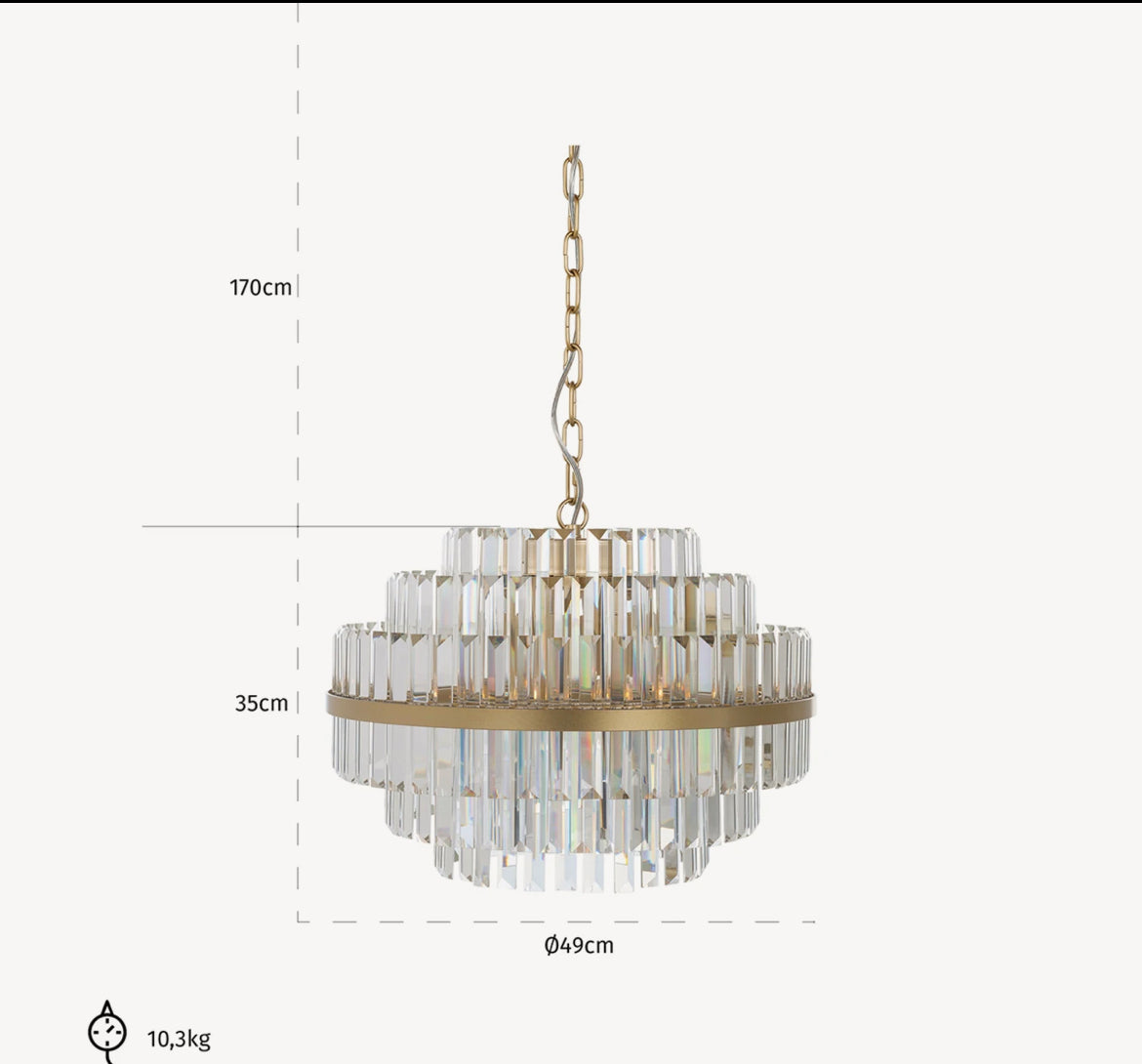 Richmond Interiors Hanglamp Desire Crystal, kleur Brushed Gold