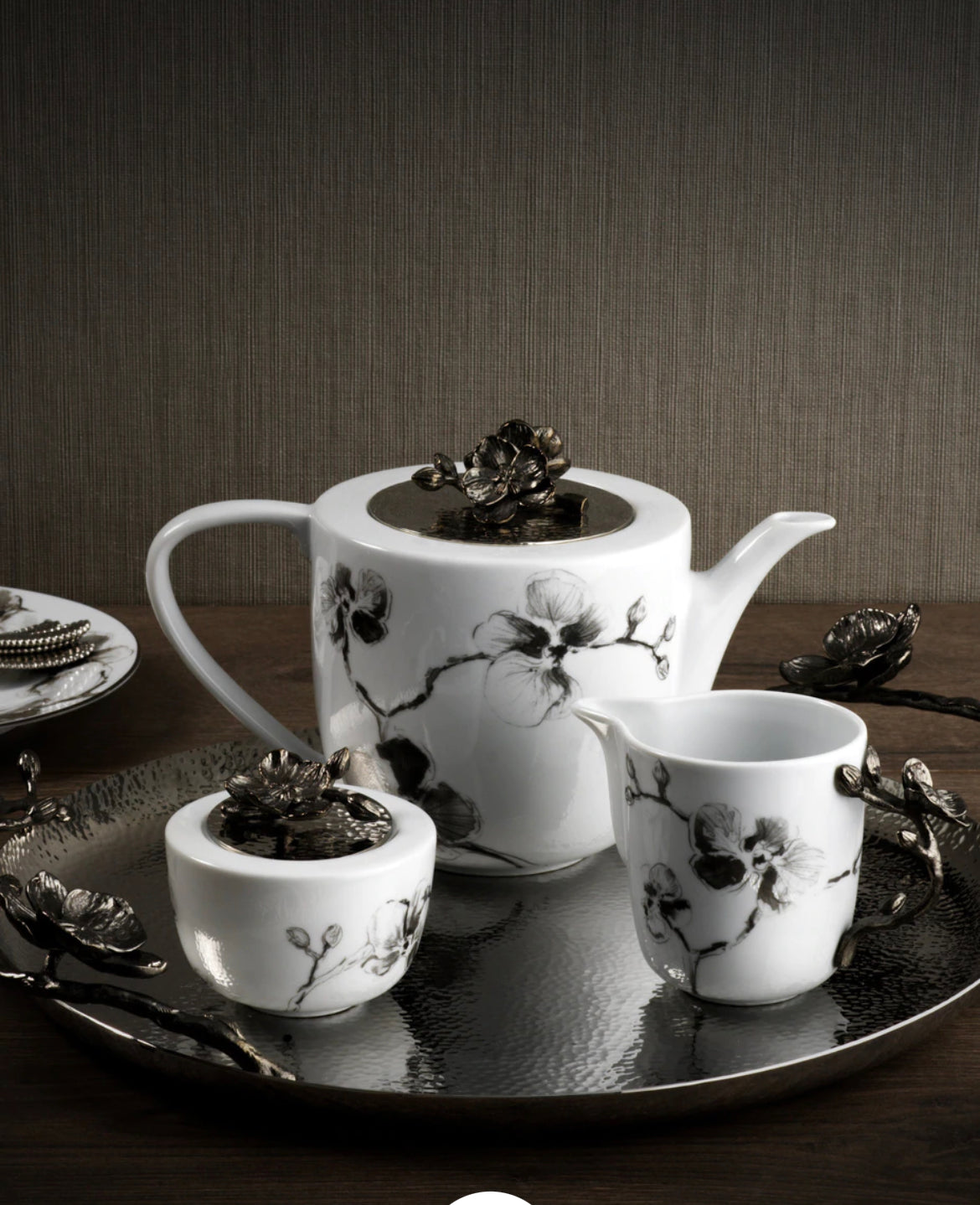 Michael Aram Black Orchid Porcelain Teapot