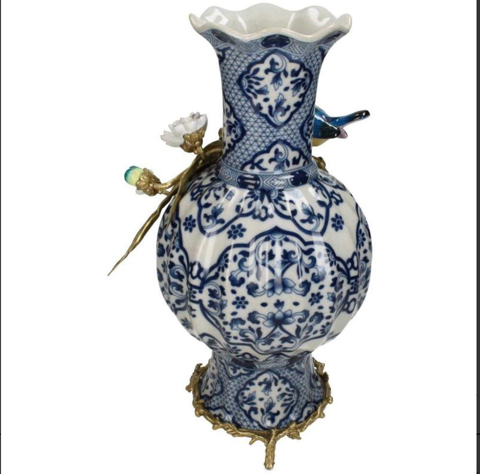 Vaas Vogel Blauw 26x21x38cm