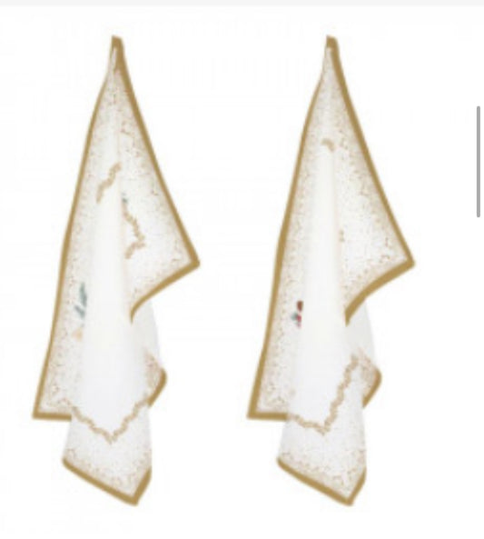 Kerst servies WHITE ELEGANCE set van 2theedoeken