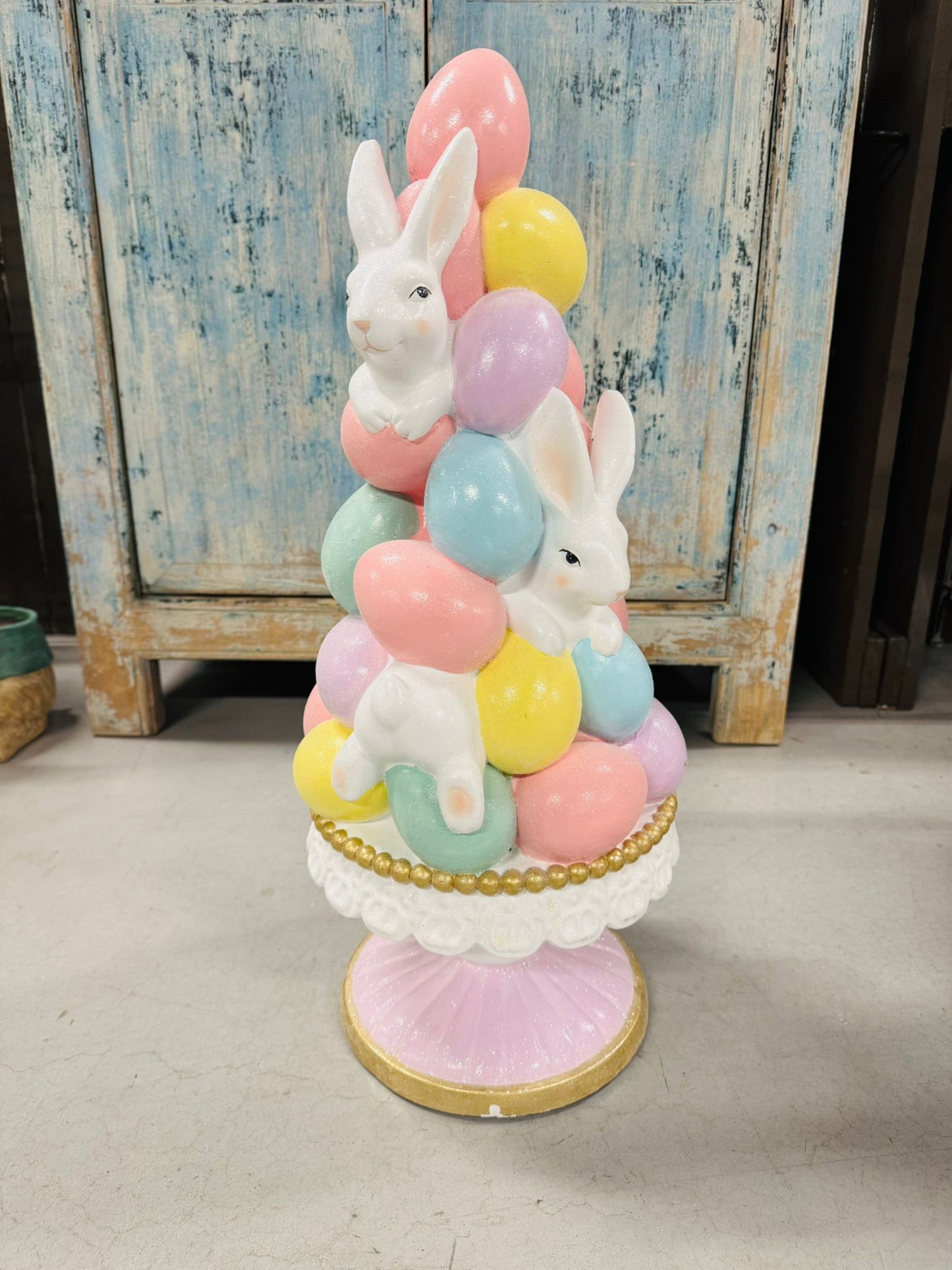 Clayre & Eef grote taart met eieren en konijntjes 27x61 cm