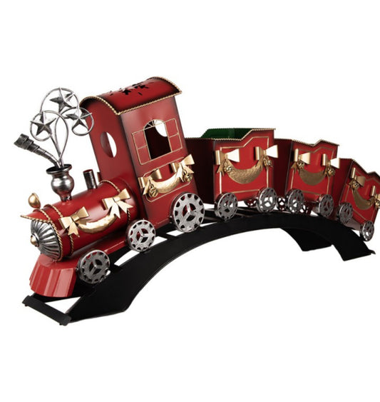 Kerst collectie TREIN 104X18X44 CM ROOD METAAL