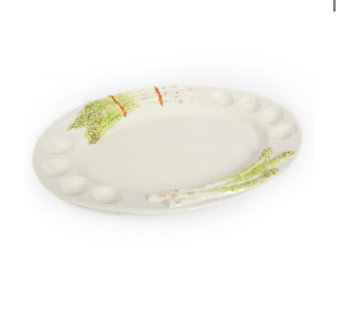 Grote ovale Aspergeschaal met eigaten