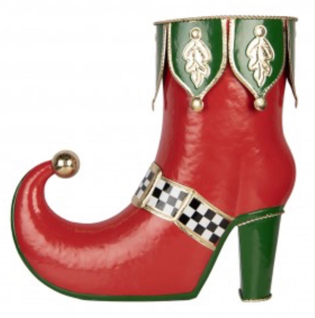 Kerstvaas in Vorm van Elfenschoen Rood/Groen – 41 × 16 × 39 cm clayre & Eef
