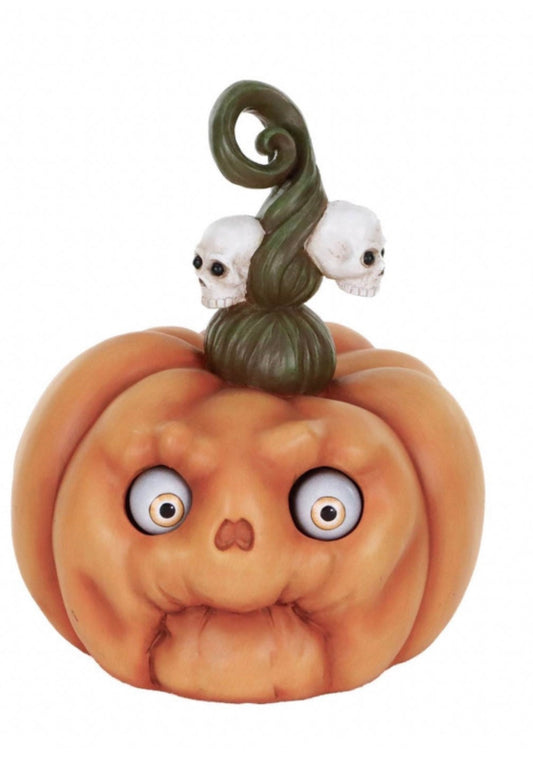 Herfst pompoen hoofd met skelet en led 31 cm