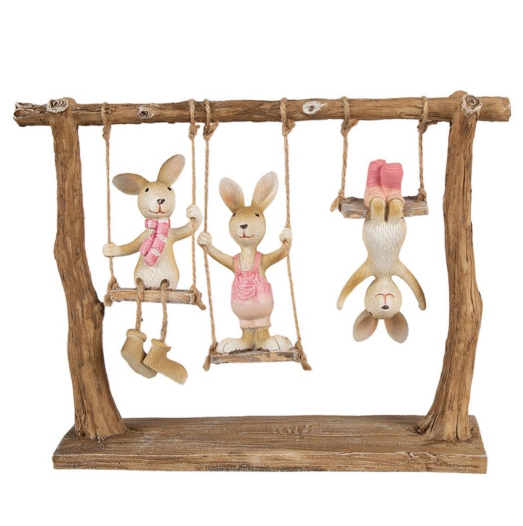 Clayre en Eef SCHOMMEL KONIJN 26X6X20 CM BRUIN BEIGE POLYRESIN