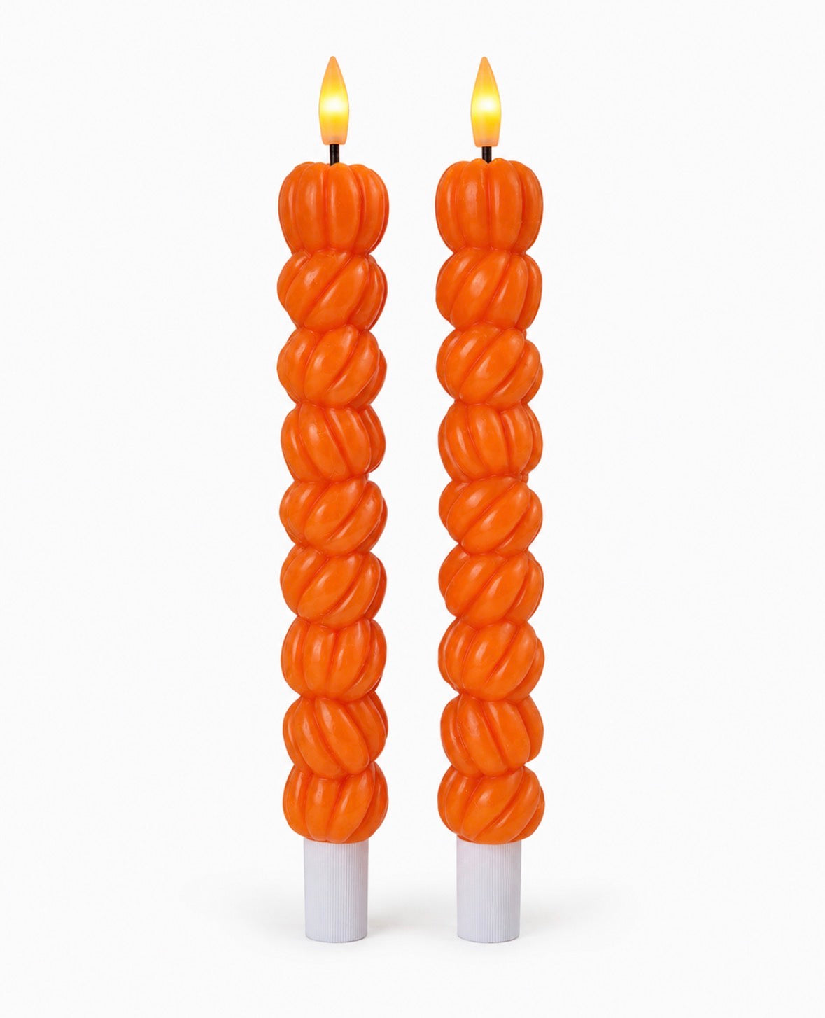 Herfst LED Kaarsen Pompoen Oranje – Set van 2 – 3 × 25 cm