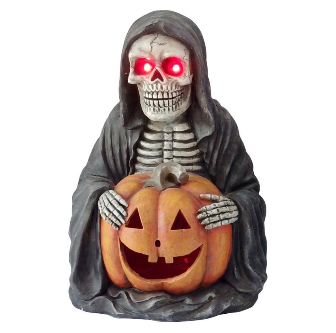 Clayre & Eef Decoratie Skelet met Pompoen & LED – 54 cm