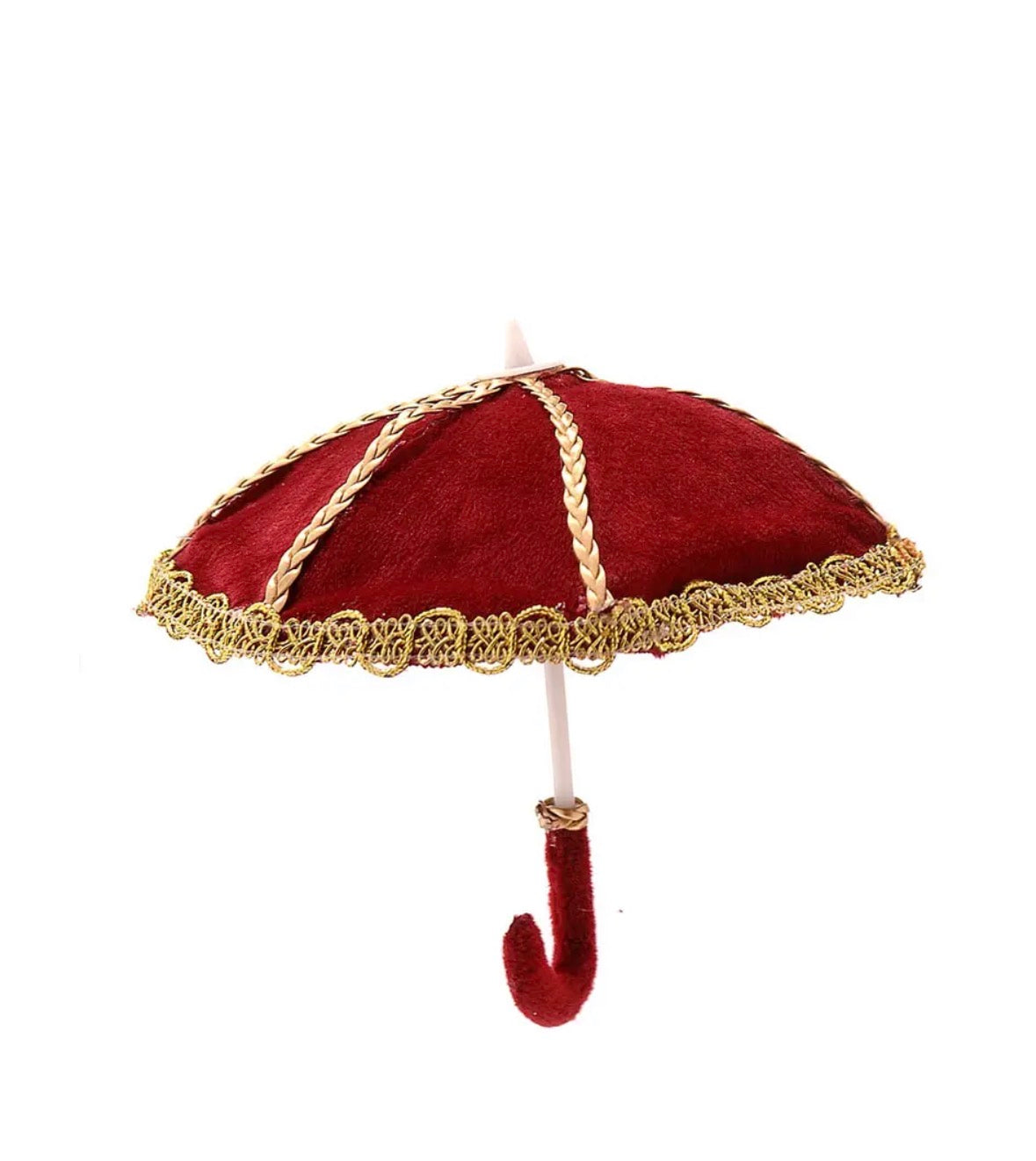 Luxe Kerstparaplu Hanger Bordeaux/Goud – 18 cm