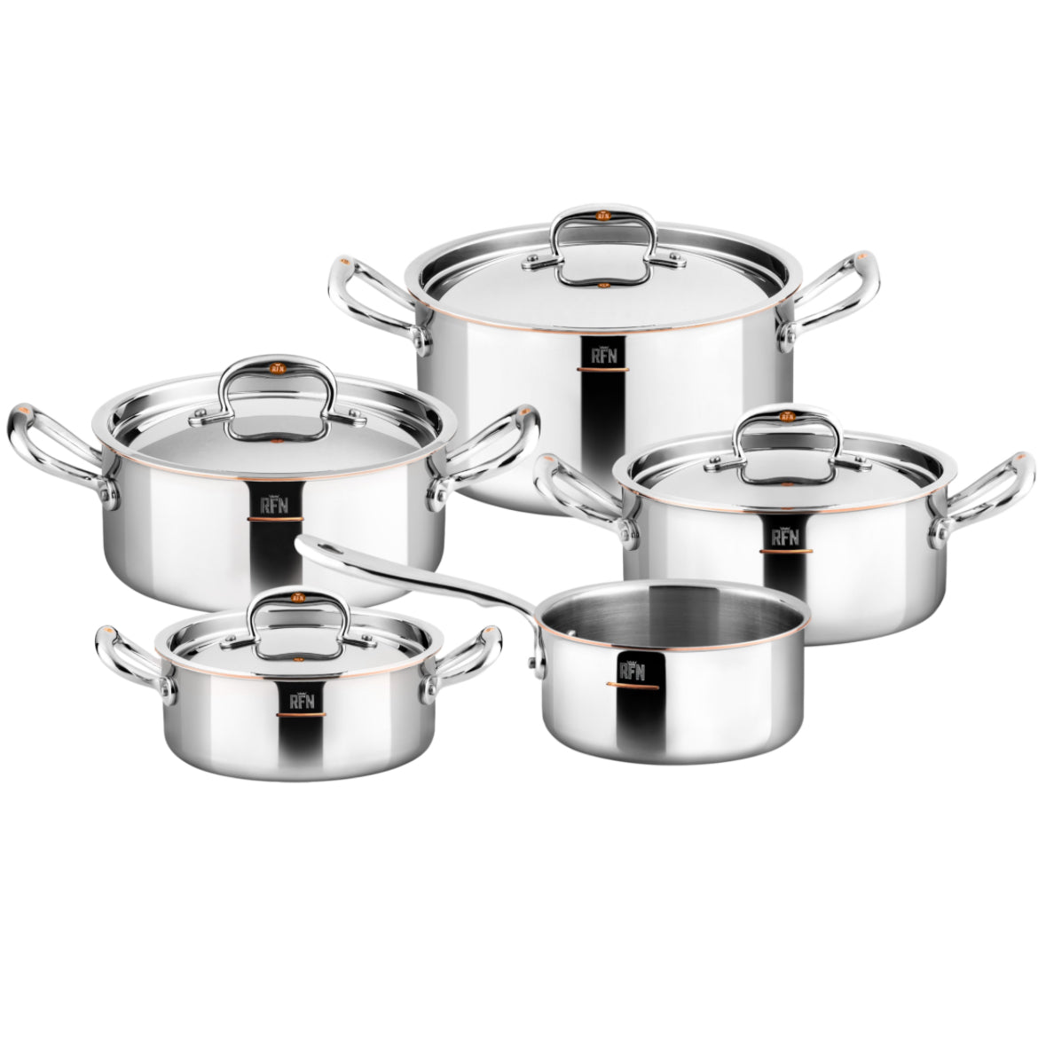 Ruffoni Con Cuore Pannenset met RVS Deksels, 9-delig