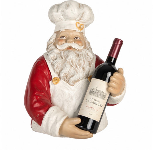 Wijnfleshouder Kerstman Rood – 35 cm