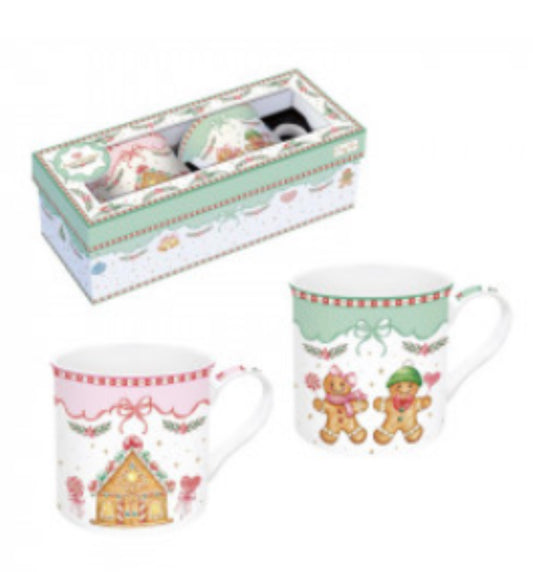 Kerst servies SWEET CHRISTMAS mokken set van 2 300 ml