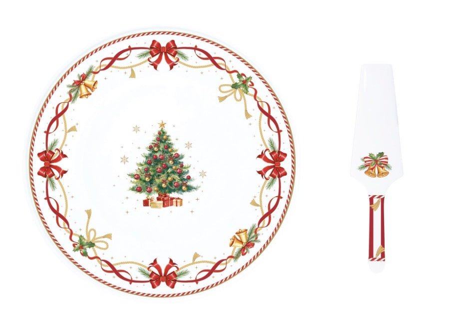 Taartschotel met taartschep Christmas Tale – porselein – 32 cm