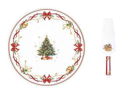 Taartschotel met taartschep Christmas Tale – porselein – 32 cm