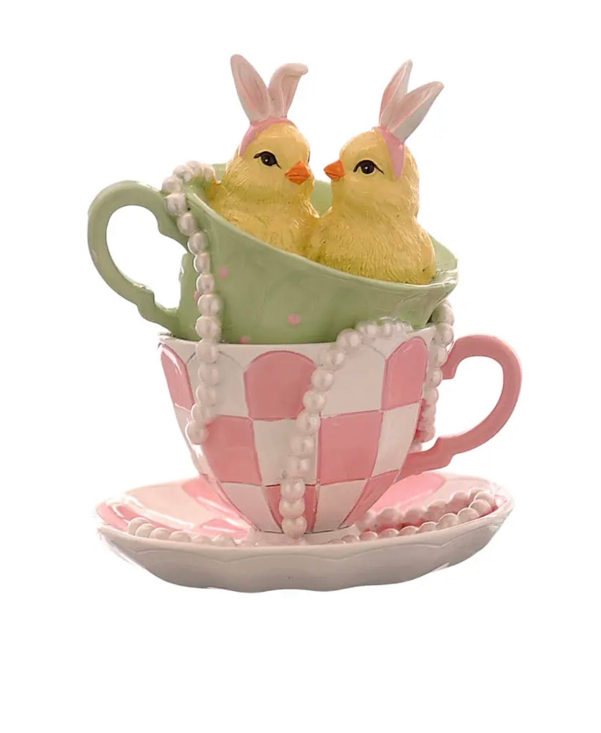 Pasen theekopjes met kuikentjes 14 cm polyester
