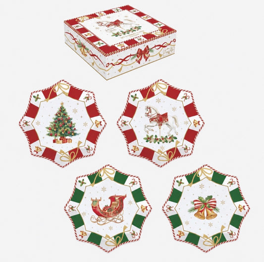 Set van 4 Kerst Dessertbordjes Christmas Tale – Ø 16 cm