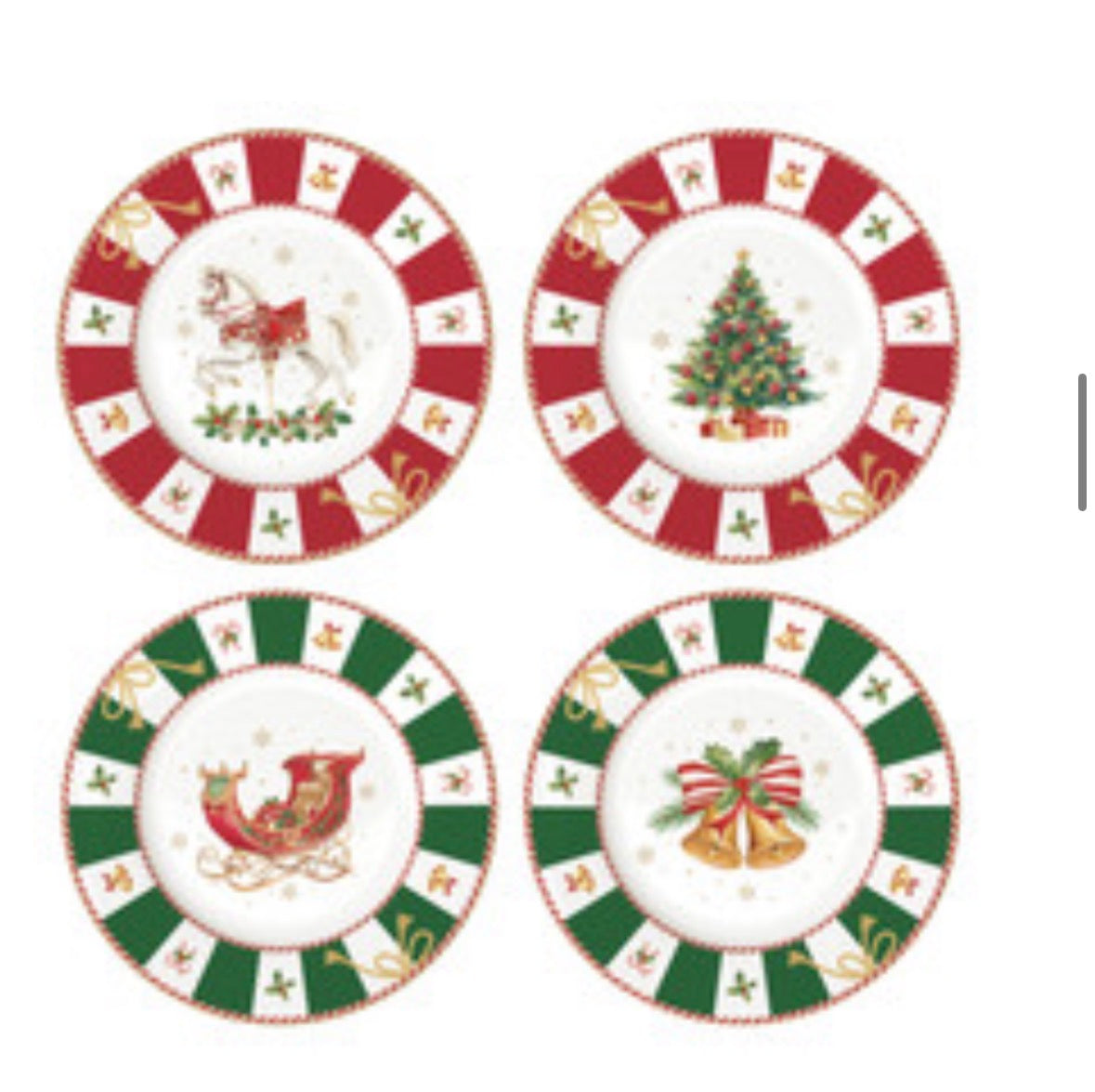 Set van 4 kerstbordjes Christmas Tale – porselein – Ø 19 cm
