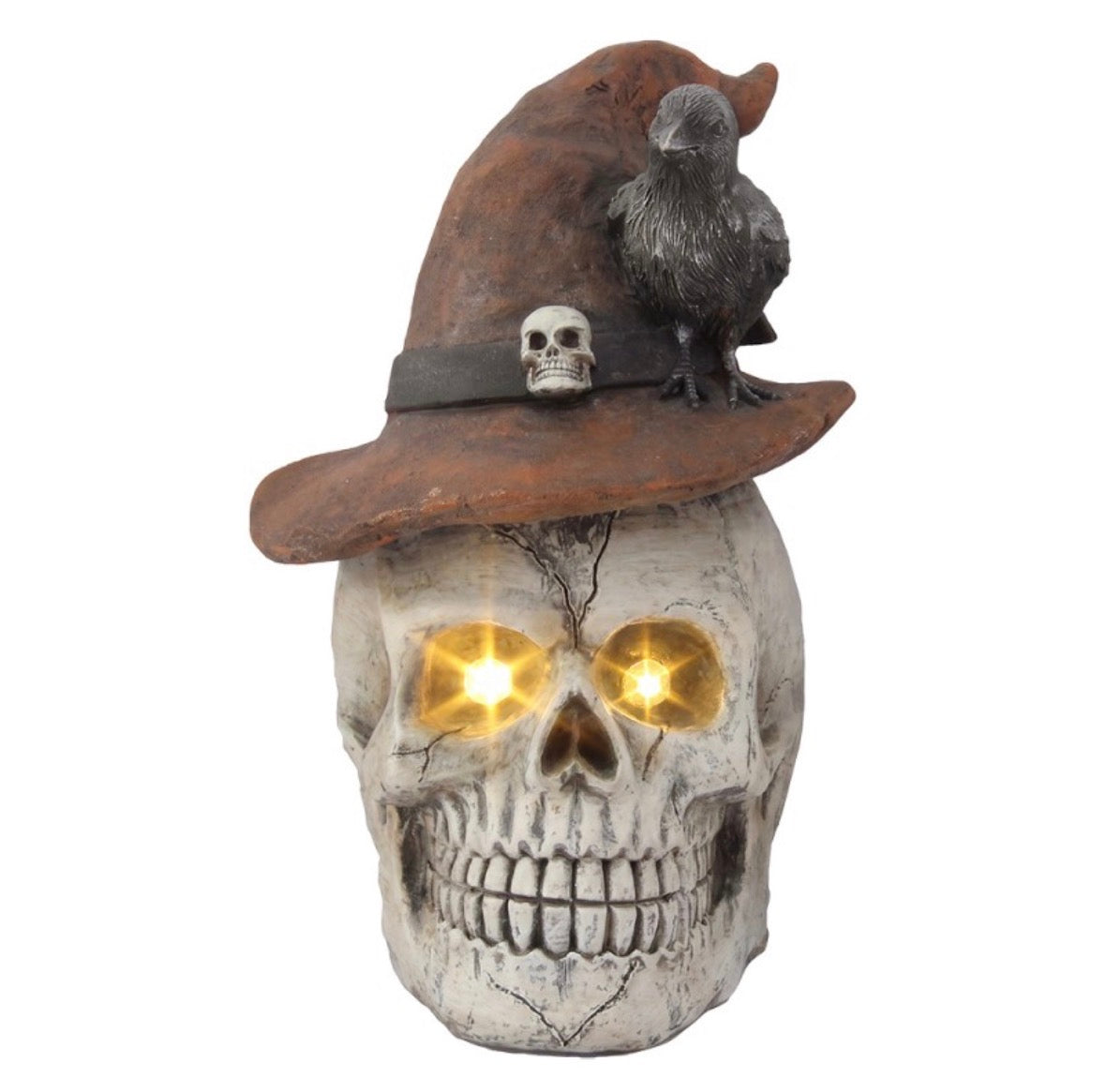Clayre & Eef Decoratieschedel met Heks Hoed & LED 30x33x44 cm