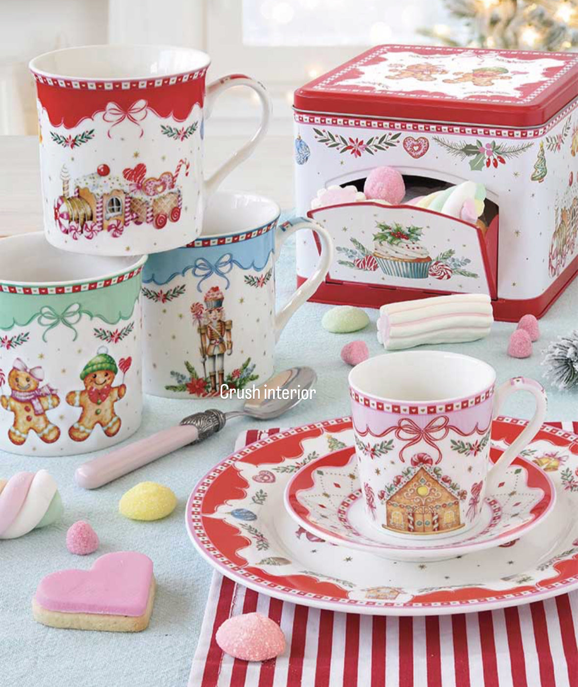 Kerst servies SWEET CHRISTMAS set van 4 mokken 300 ml