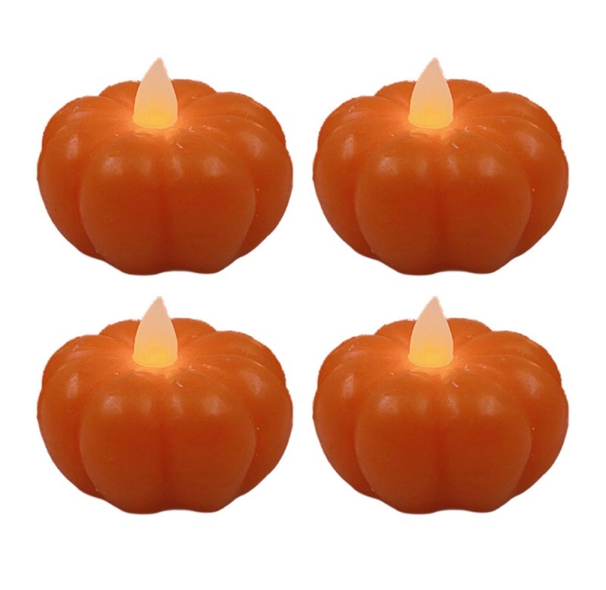 Clayre & Eef LED Pompoen Kaarsjes Oranje – Set van 4