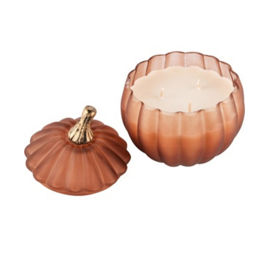 Herfst Pompoen geurkaars amber parf. Clementine,glas
