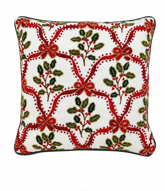 Kerstkussen Jette Beige/Rood 45 x 45 cm