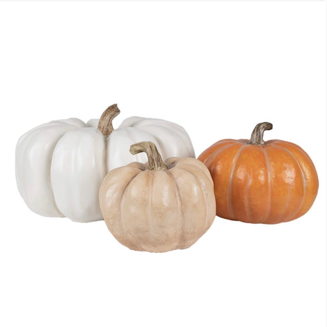 Herfst decoratie pompoen Ø 27X16 CM wit polyester