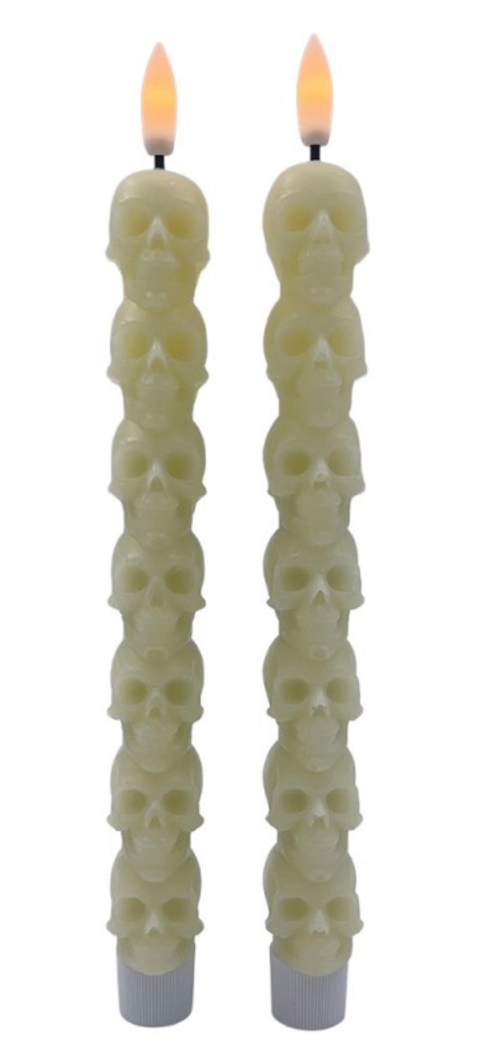 Clayre & Eef LED Schedelkaarsen Crème – Set van 2