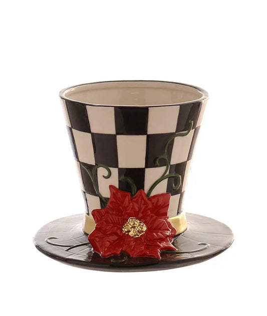 Kerst hoge hoed vaas 23.5 x 18 cm