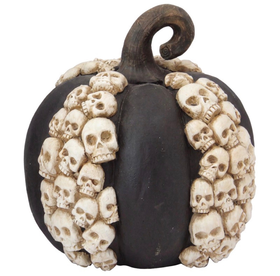 Clayre & Eef Decoratie Pompoen met Schedels Zwart 36 × 35 × 37 cm