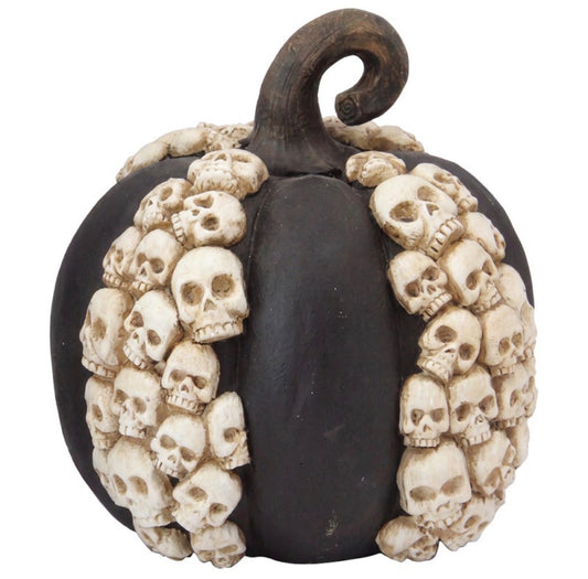 Clayre & Eef Decoratie Pompoen met Schedels Zwart 36 × 35 × 37 cm