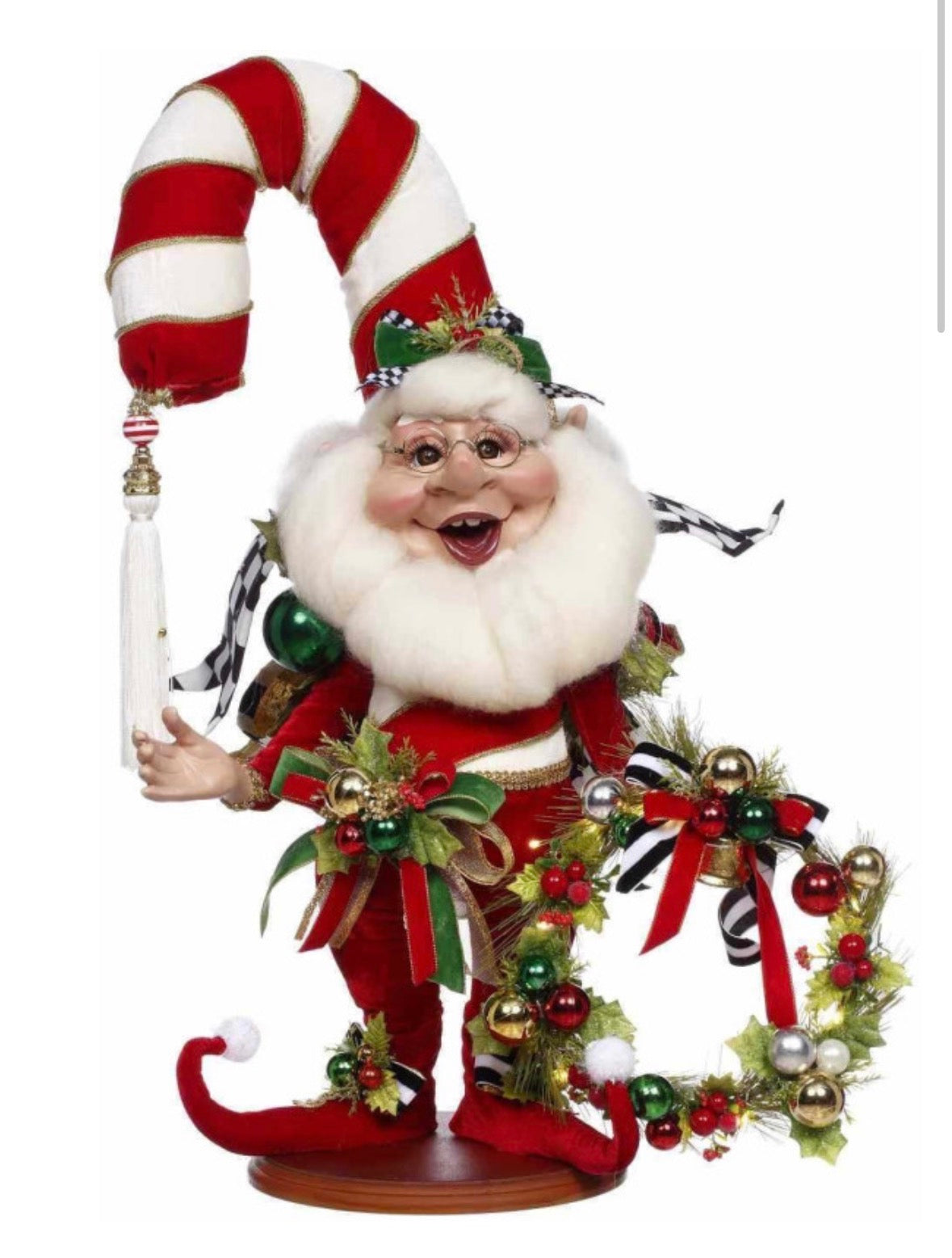Mark Roberts MEDIUM CANDY CANE ELF DOLL SCENE WITH LIGHTS 61 CM