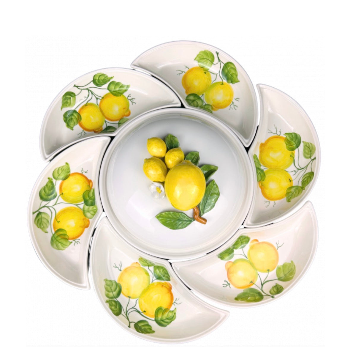 Limited Edition – XL Antipasti Schaal met 7 Compartimenten & 30 cm Lemon Dekselkom (60 cm)