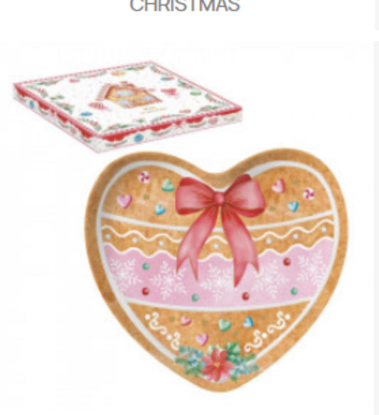 Kerst servies SWEET CHRISTMAS hartjes bord 20x19 cm