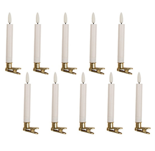 Kerst collectie LED DINERKAARSEN SET VAN 10 Ø 2X14 CM WIT WAX