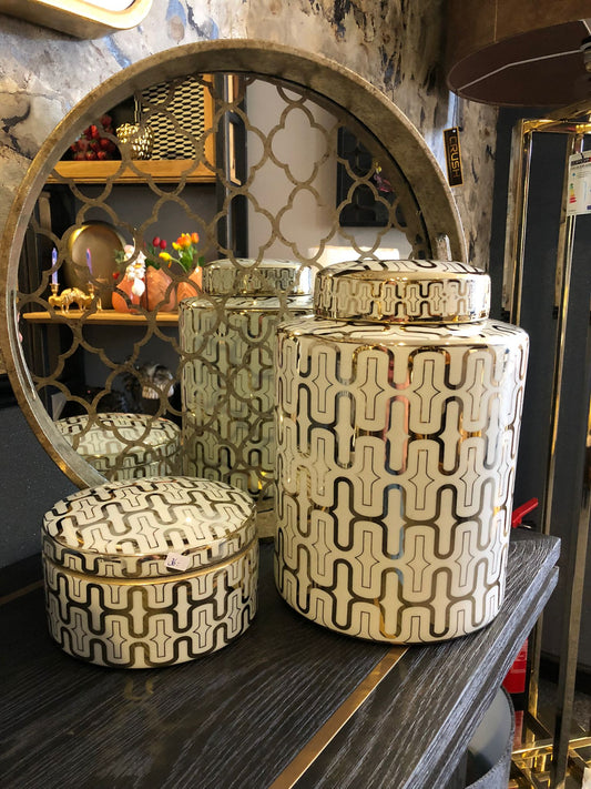 Pot wit/goud keramiek